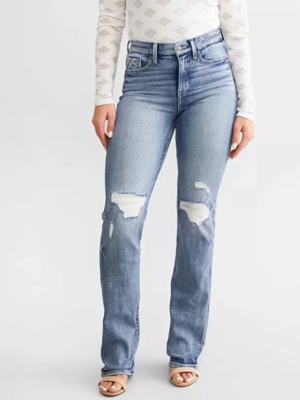 BKE Buckle Fit No 75 Tailored Bootcut High Rise Distressed Stretch Jean 25x30